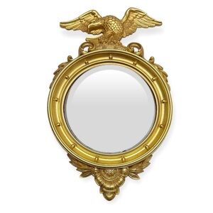 Vintage Syroco Gilt Gold Plastic Federal Style Eagle Convex Wall Mirror 29”